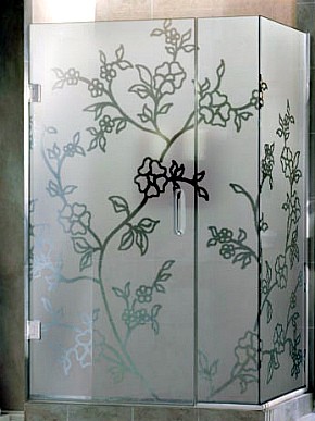 Стеклянные душевые кабины с матовым рисунком