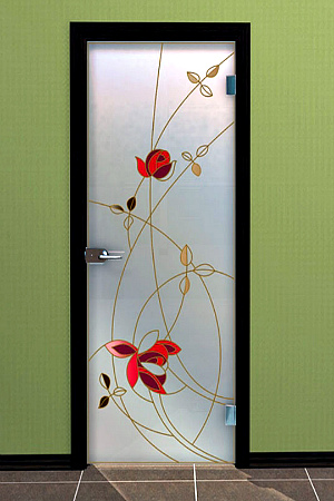 Стеклянные двери с рисунком.