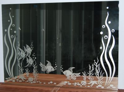 Пескоструйный матовый рисунок.